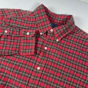 Ralph Lauren Classic Fit Red Plaid Long Sleeve Button Up Shirt XL‎